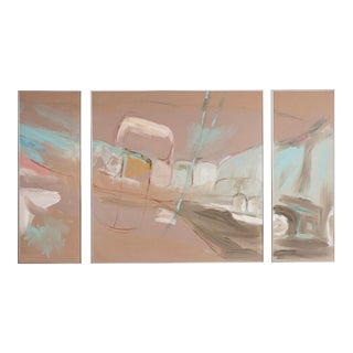 Late 20th Century Abstract Triptych Painting, Framed - Set of 3 For Sale
