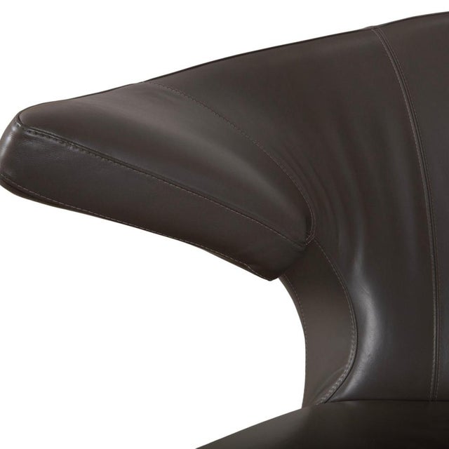 Modern Parabolica Leather Armchair in Grey with Swivel Function by Leolux For Sale - Image 3 of 13