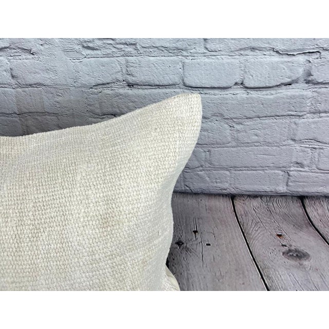 Turkish 16 x 24 Hemp Pillow Turkish Cushion Natural White Pillow Cushion Cover For Sale - Image 3 of 4