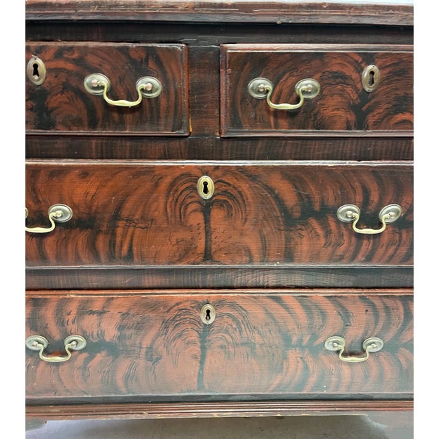 Wood 18th Century English Georgian Grain Painted Chest of Drawers For Sale - Image 7 of 13