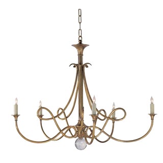 Visual Comfort Double Twist Brass Chandelier For Sale