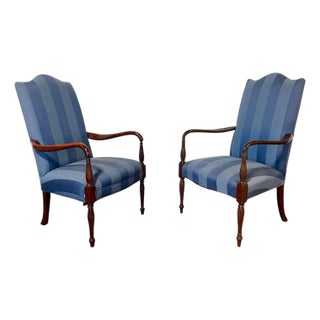 Vintage Graceful Federal Style Mahogany Arm Chairs - A Pair For Sale