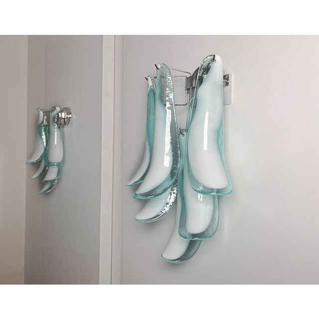 Glass Vintage Italian Murano Wall Lights in the style of Mazzega, 1990, Set of 2 For Sale - Image 7 of 18