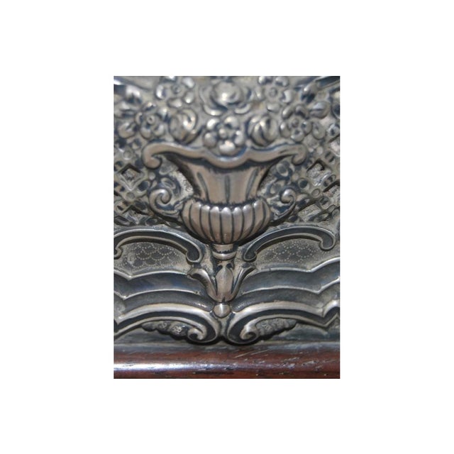 Table Alarm Clock in Rosewood with Silver Applications For Sale - Image 6 of 7