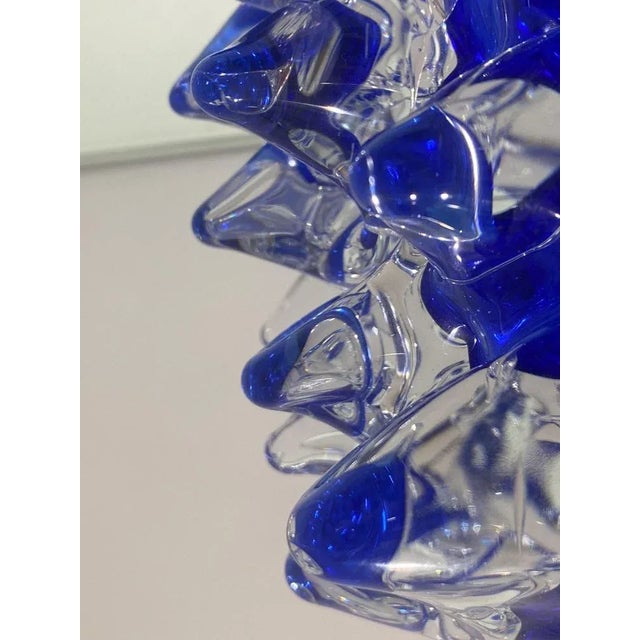 Impressive rostrato blu murano glass vase like venini ercole barovier style diameter 21 cm = 8.2" height 30 cm = 11.8"...