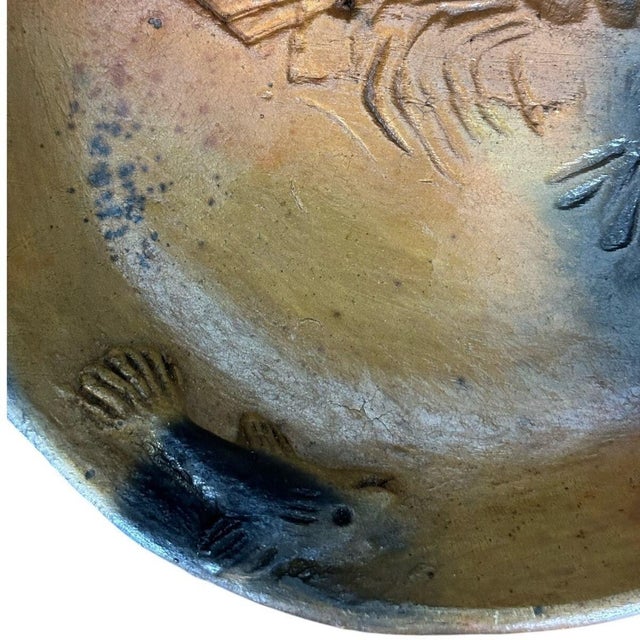 Camel 2007 Belize Art Pottery Bowl Raised Relief Shrimp Prawn Handmade Artist Signed 8" For Sale - Image 8 of 11