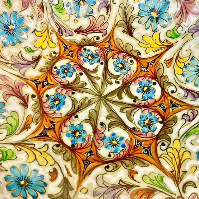 Ceramic Vintage Italian Mediterranean Majolica Handpainted Serving Bowl. For Sale - Image 7 of 11