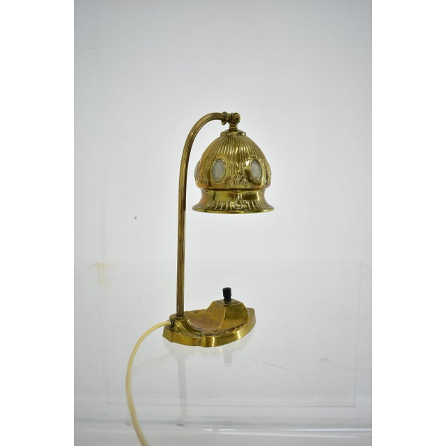 Vintage Vienna Secession style Table Lamp in Brass & Glass, Austria, 1930s For Sale - Image 16 of 18