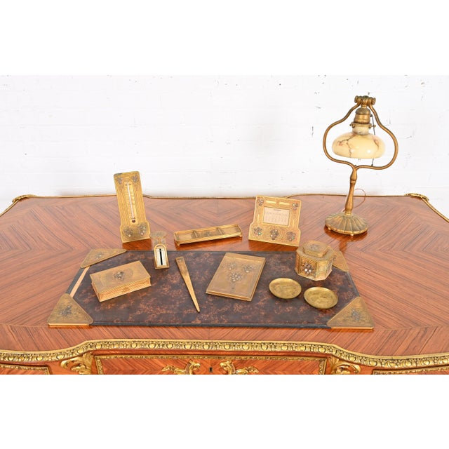 Tiffany Studios New York Bronze Doré and Abalone Pen Tray For Sale - Image 12 of 13