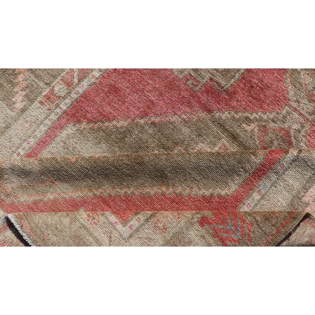 Vintage Turkish Kars Gallery Runner With Warm Coral and Soft Sage Tones 5'8 X 15'4 For Sale - Image 15 of 16