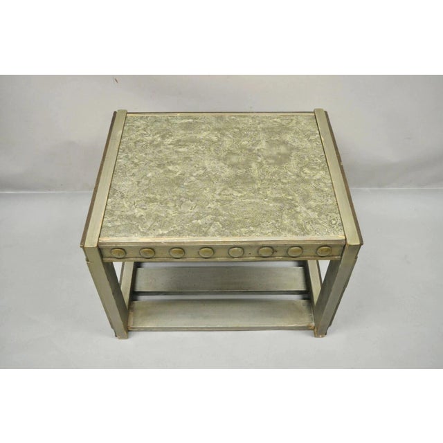 Mid-Century Modern Vintage Mid Century Modern James Mont Style Silver Brutalist Side End Table For Sale - Image 3 of 12
