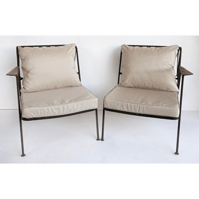 Black 1950s Maurizio Tempestini Salterini Ribbon Back Wrought Iron Settee With New Cushions, Attributed For Sale - Image 8 of 9