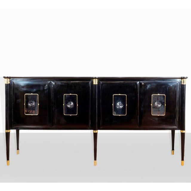 Mid-Century Italian Black Lacquered and Brass Sideboard by Paolo Buffa, 1950 For Sale - Image 10 of 13