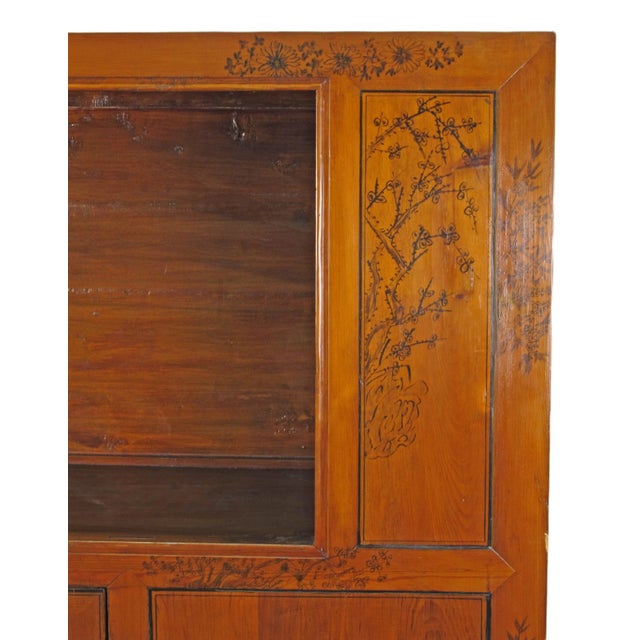 Hand Painted Chinese Antique Display Cabinet – 59 Inches Tall, Hand-Painted Design For Sale - Image 9 of 11