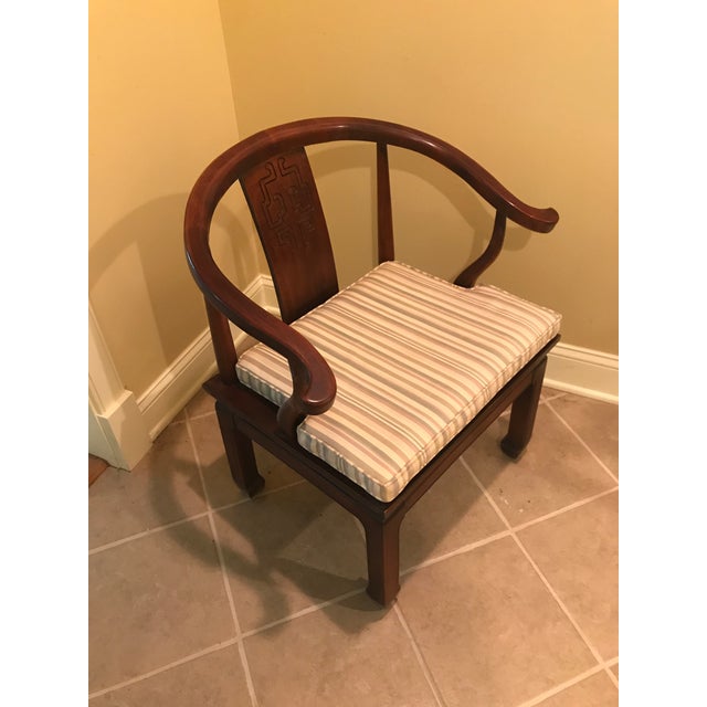 Burnt Umber Vintage Mid Century Wood James Mont Style Ming Chair For Sale - Image 8 of 9