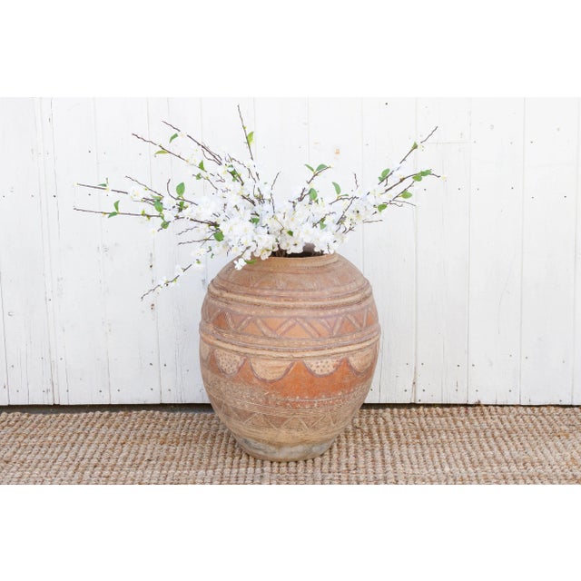 Tall Painted African Clay Water Pot For Sale - Image 12 of 12