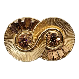 Vintage Signed Napier Goldtone Figure 8 Faux-Topaz Brooch