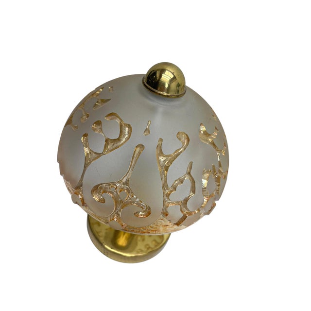 Brass and Relief Glass Mushroom Table Lamps from Peill & Putzler, 1970s, Set of 2 For Sale - Image 11 of 12