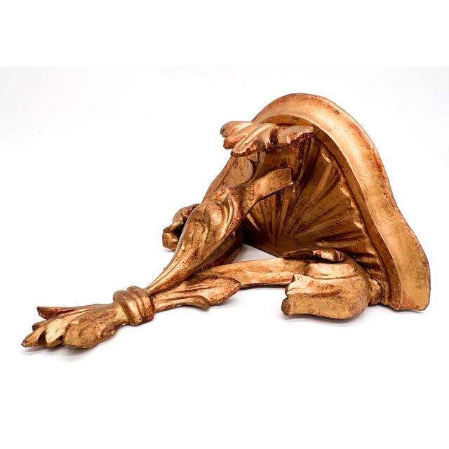 Vintage Italian Florentine Gold Gilt Wood Wall Bracket – Mid-20th Century, Hollywood Regency, Old World Charm For Sale - Image 10 of 13