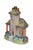 Antique 19th century Staffordshire porceain flatback figurine in the shape of a brown stone manor house with tall central...