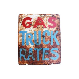 1940s Metal Hand-Painted Gas Truck Sign For Sale