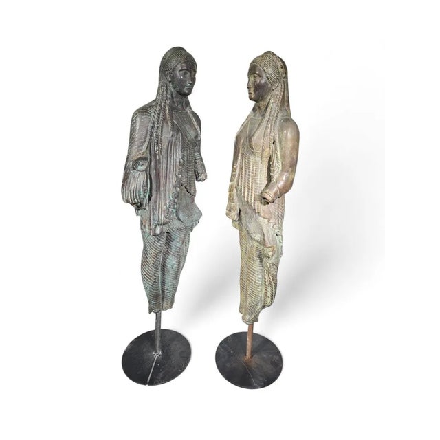 1940s Large Greek Bronze Sculptures, 1940s, Set of 2 For Sale - Image 5 of 12