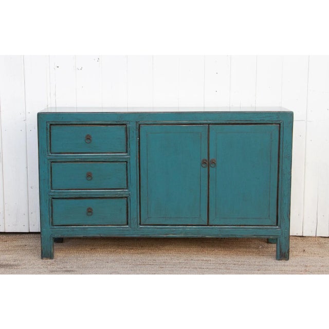 Wood Asian Celadon Blue Credenza For Sale - Image 7 of 11
