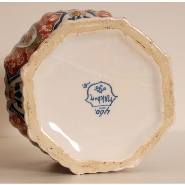 Delft Vases Polychrome Knob Vases Vintage Delftware Ceramic a Pair For Sale - Image 11 of 13