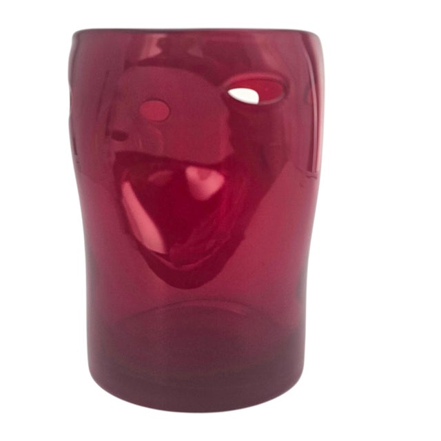 Hand-Blown Ruby Red Pinched Art Glass Vase Modernist 8" For Sale In San Francisco - Image 6 of 9