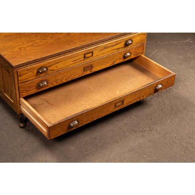 Sienna Antique Oak Flat File Cabinet Coffee Table For Sale - Image 8 of 14