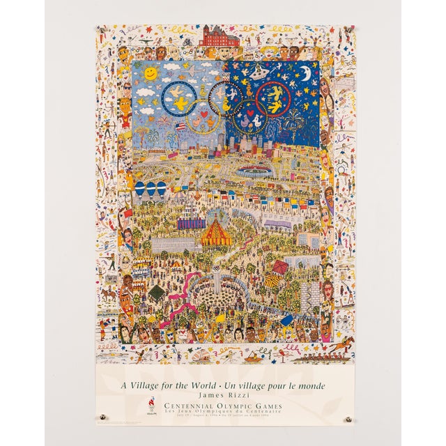 A Village for the World Centennial Olympic Games Poster by James Rizzi, Atlanta, 1996 For Sale - Image 3 of 8