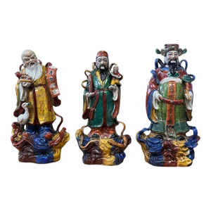 Set of Three Chinese Porcelain Sanxing Figures, Signed, 20th Century