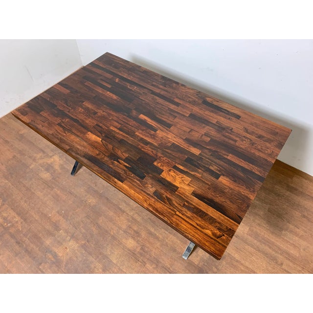 Mid-Century Modern C. 1970s David Parmelee for Founders Staved Rosewood X-Form Desk or Table For Sale - Image 3 of 10