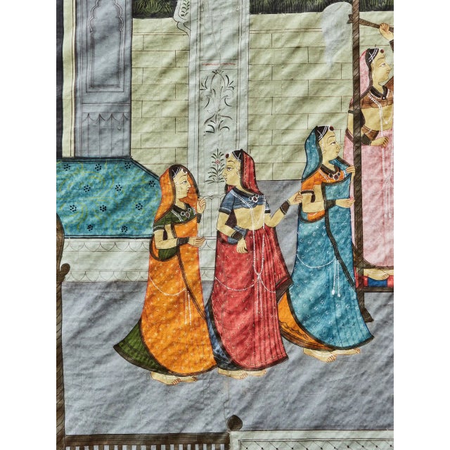 Indian Silk Painting of Krishna and the Ghopis For Sale - Image 4 of 12