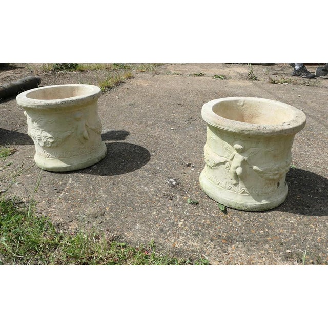 Round Garden Planters with Winged Cherubs, 1970, Set of 2 For Sale - Image 4 of 9