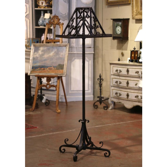 19th Century French Double-Sided Swivel Wrought Iron Music Stand Lectern For Sale In Dallas - Image 6 of 9