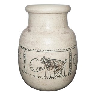 Mid-Century Studio Ceramic Vase with Animal Designs by Jacques Blin, 1950s For Sale