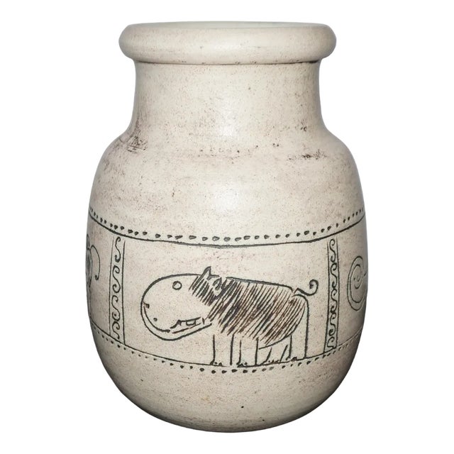 Mid-Century Studio Ceramic Vase with Animal Designs by Jacques Blin, 1950s For Sale