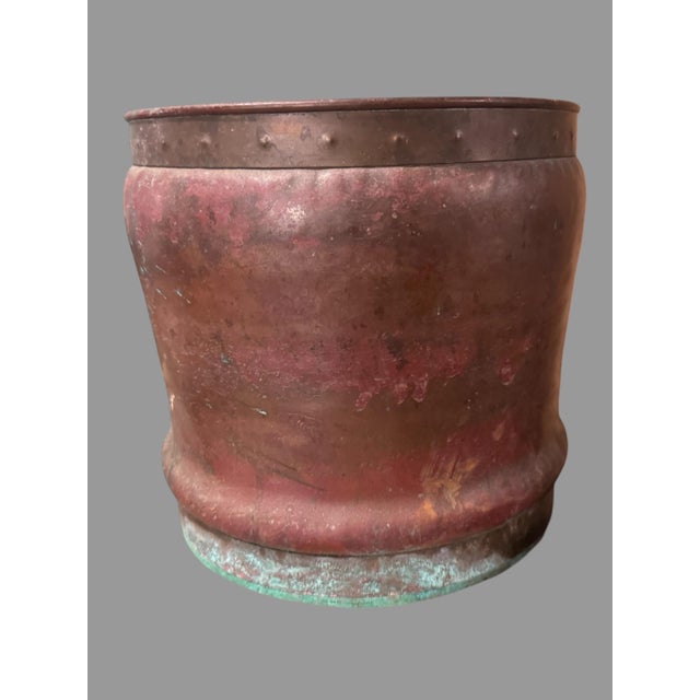 Arts & Crafts Vintage Antique Arts & Crafts Style 9.5" Copper Planter Vase For Sale - Image 3 of 12