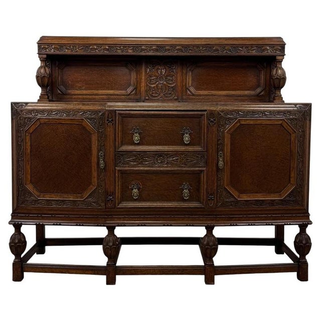 Antique 20th Century Carved Oak Sideboard For Sale - Image 13 of 13