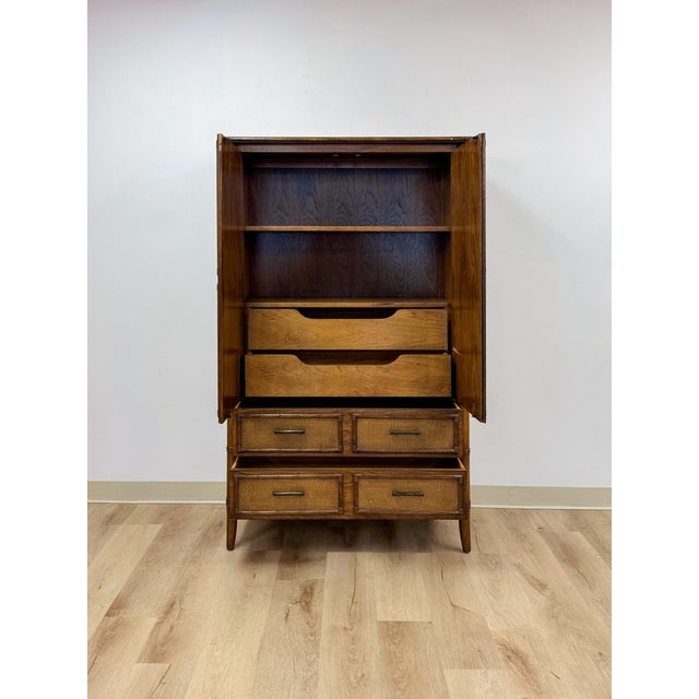 Vintage Thomasville Pauletti Faux Bamboo Woven Armoire, Collectible Storage For Sale - Image 11 of 18