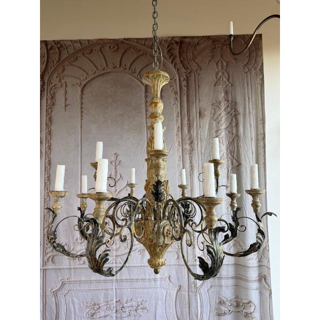 Stunning large-scale Italian Rococo Revival chandelier, circa early 20th century. This impressive fixture features a tall...