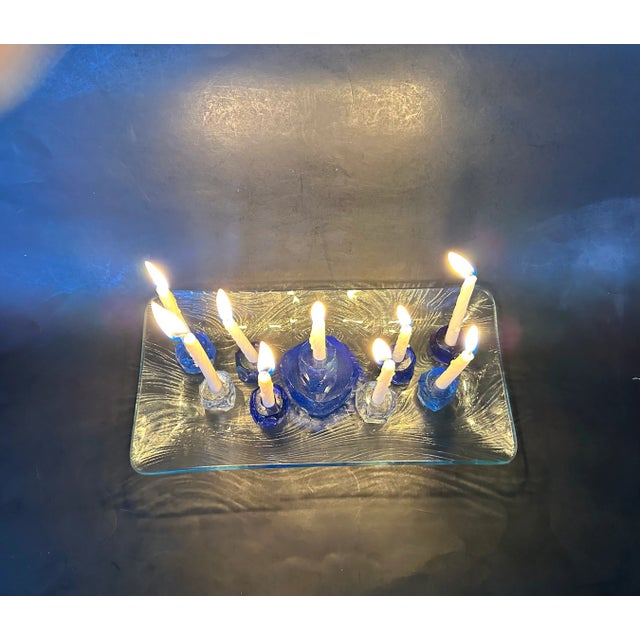 Vintage Art Glass Menorah For Sale - Image 9 of 12