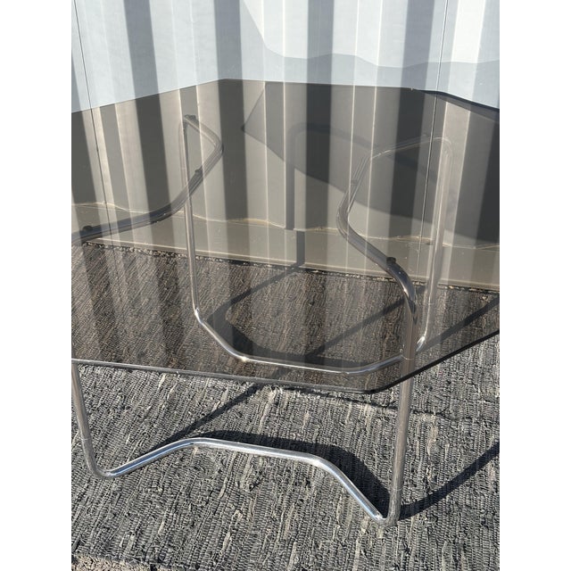 Metal Vintage Table in Glass and Metal, 1970 For Sale - Image 7 of 11