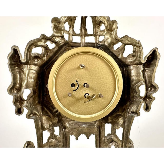 Vintage French Bronze Mantel Clock, 1950s For Sale - Image 4 of 7