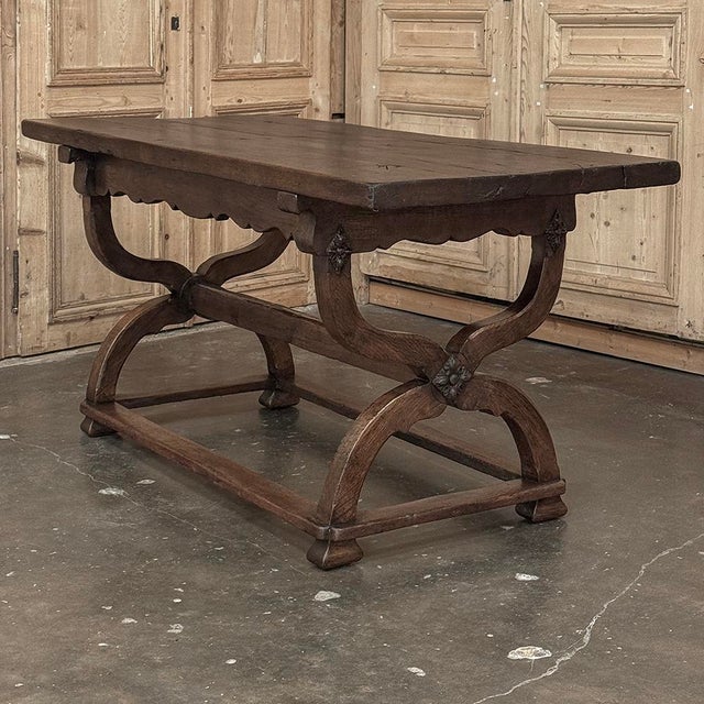 18th Century Spanish Oak Trestle Table ~ Console ~ Library Table For Sale - Image 11 of 18