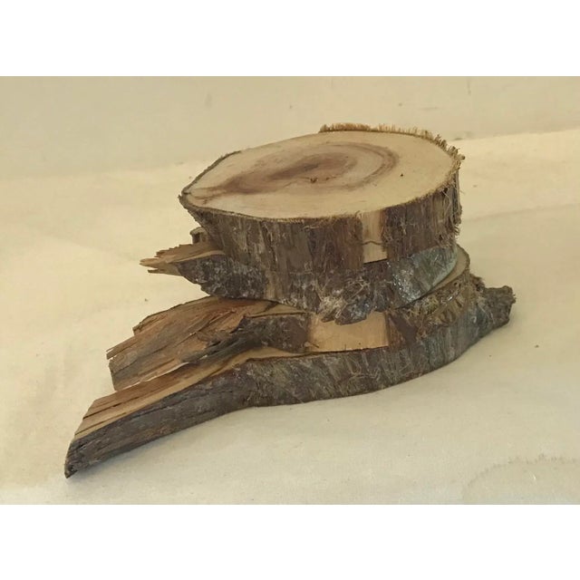 Vintage Handmade Brutalist Cedar Live Edge Coasters - Set of 4 For Sale - Image 4 of 5