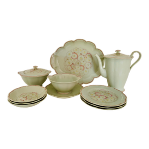 1928 Art Deco Suzanne Lalique Haviland Limoges "Paquerettes" Celadon Service -Set of 12