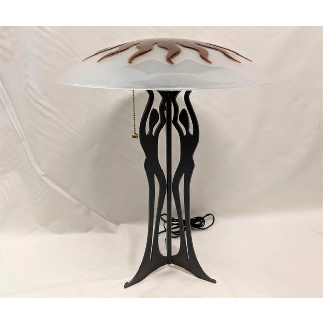 Arts & Crafts Three Graces Table Lamp Pair - By Cricket Forge For Sale - Image 3 of 8