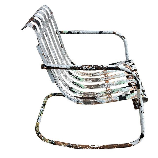 Mid 20th Century Metal Outdoor Cantilever Patio Arm Chair For Sale - Image 4 of 6